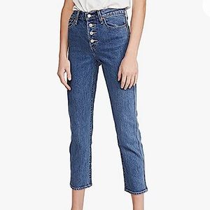 NWOT Levi’s Premium Wedgie Straight Leg Jeans Vintage Blue Wash Denim Button Fly